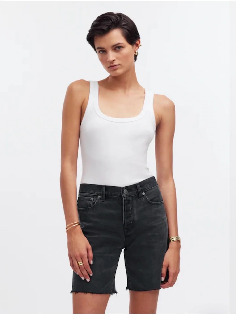 NWT Madewell Long Denim Shorts in Kelm Wash